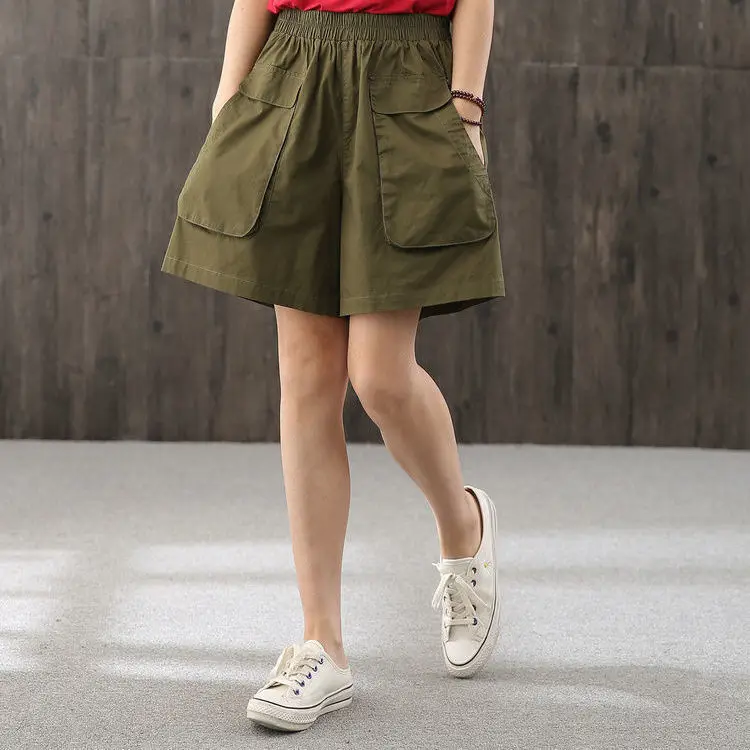

Cotton Shorts Women's Autumn New Loose Korean High Waisted Trousers Female Cotton Casual Summer Beach Shorts Trousers P3 280