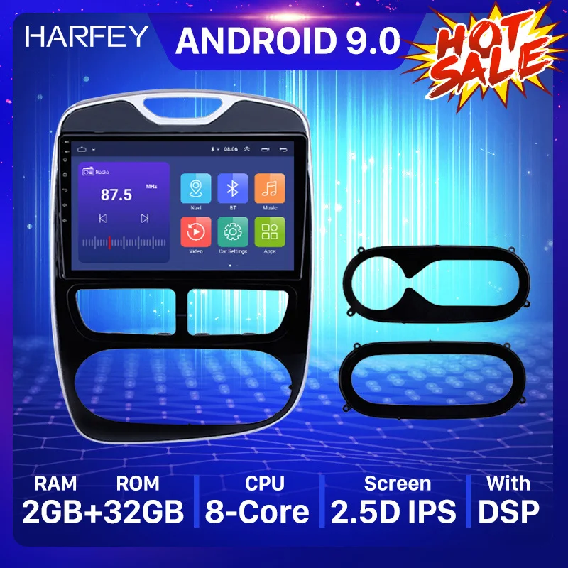 

Автомобильный мультимедийный плеер Harfey, 10,1 дюйма, Android 9,0, для Renault Clio 2012-2015, 2016, с поддержкой OBD2, GPS, радио