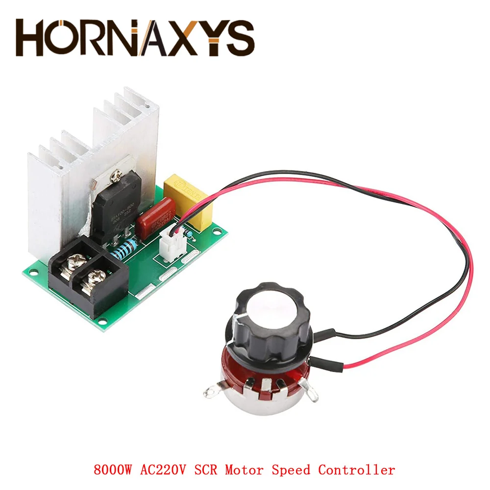 

AC220V 8000W Electronic SCR Voltage Regulator Motor Speed Controller Dimming Speed Temperature Control with Potentiometer