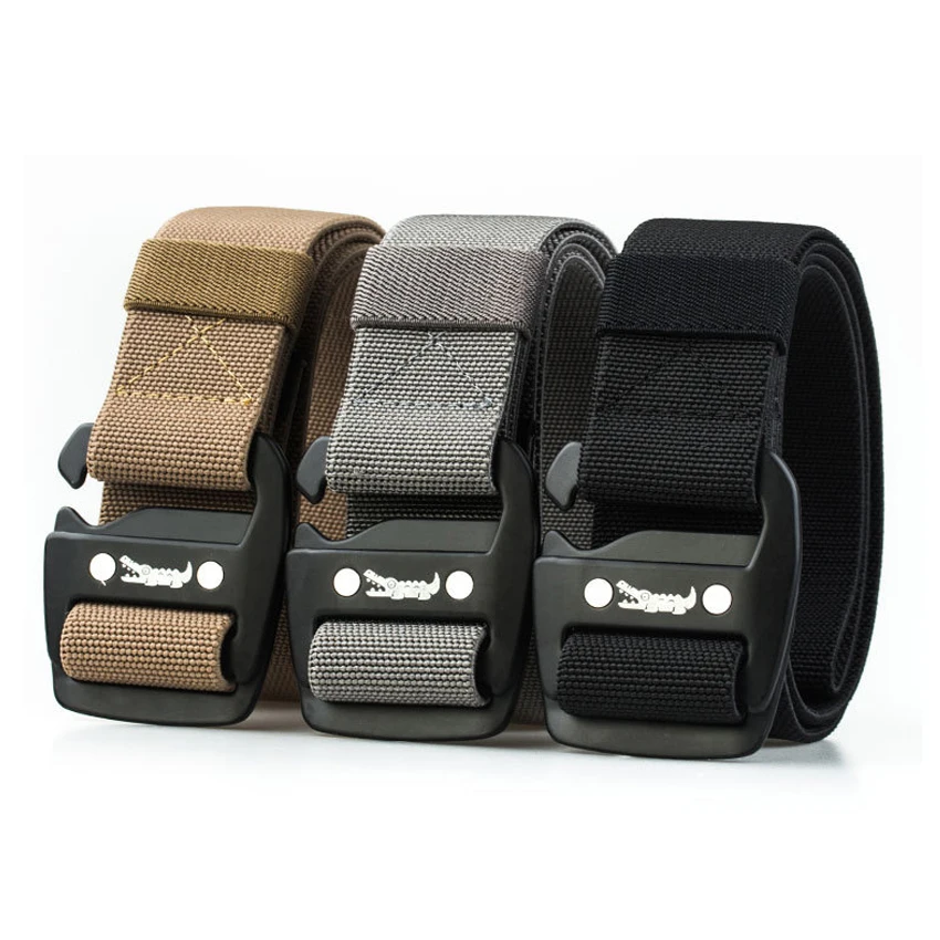 FDBRO черный эластичный холщовый ремень для мужчин джинсы брюки боевой дизайн