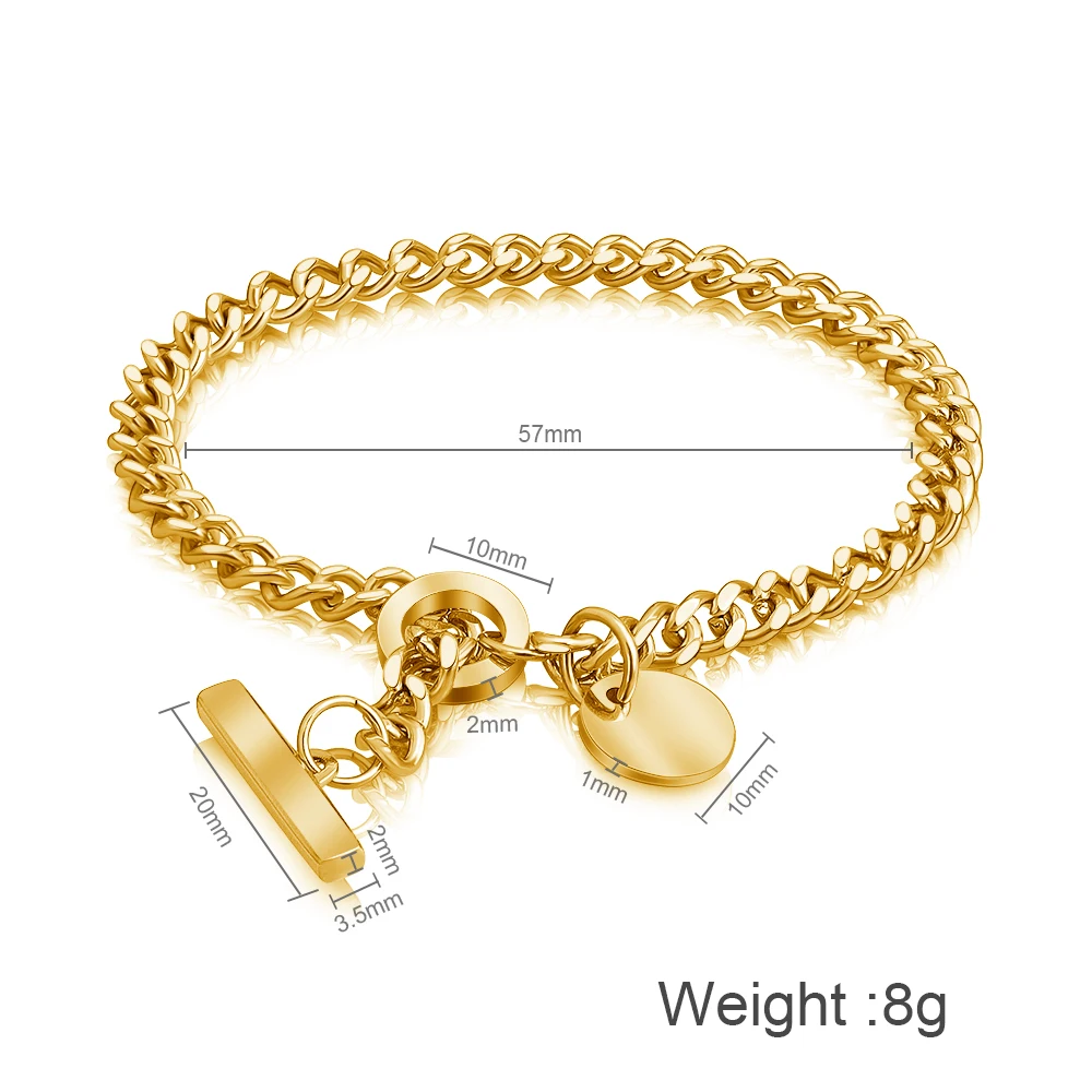 

5pcs per lot Wholesale Stainless Steel Link Chain with OT Clasp Trendy Women Bracelet gold rosegold Stainless Steel Chain