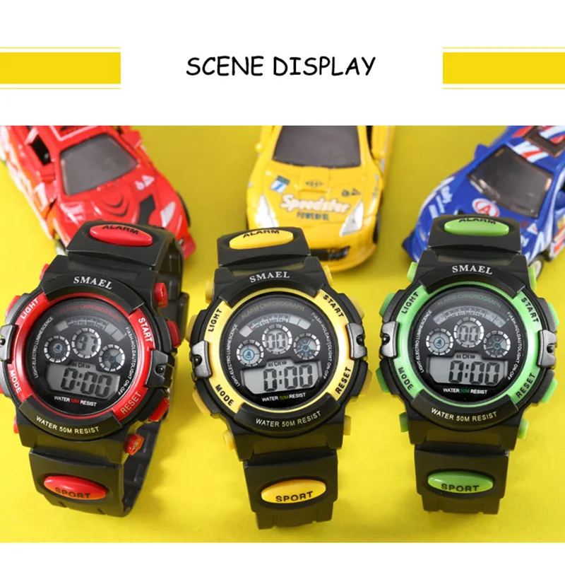 

Kids Watches Boys Quartz Wristwatches Student Sport Watches 50M Waterproof Alarm Clock Children Watches LED Digital Waterproof