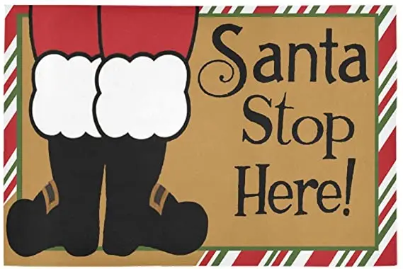 

Doormat with Heavy-Duty rubber Backing - Santa Stop Here - Size: 18-Inches x 30-Inches - Pile Height: 6mm - Perfect Color