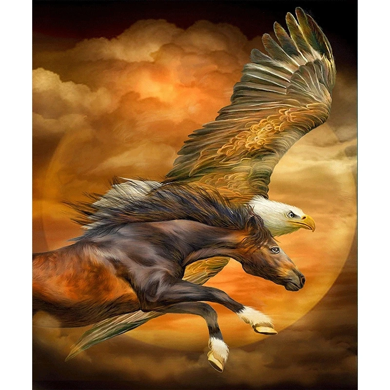 

DIY 5D Full Diamond Painting Cross Stitch Eagle and horse Mosaic Diamond Embroidery Needlework Patterns Rhinestone kits