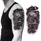 Временные татуировки, 3D черные механические переводные тату-наклейки на руку робота, горячие сексуальные крутые мужские водостойкие Стикеры-спрей