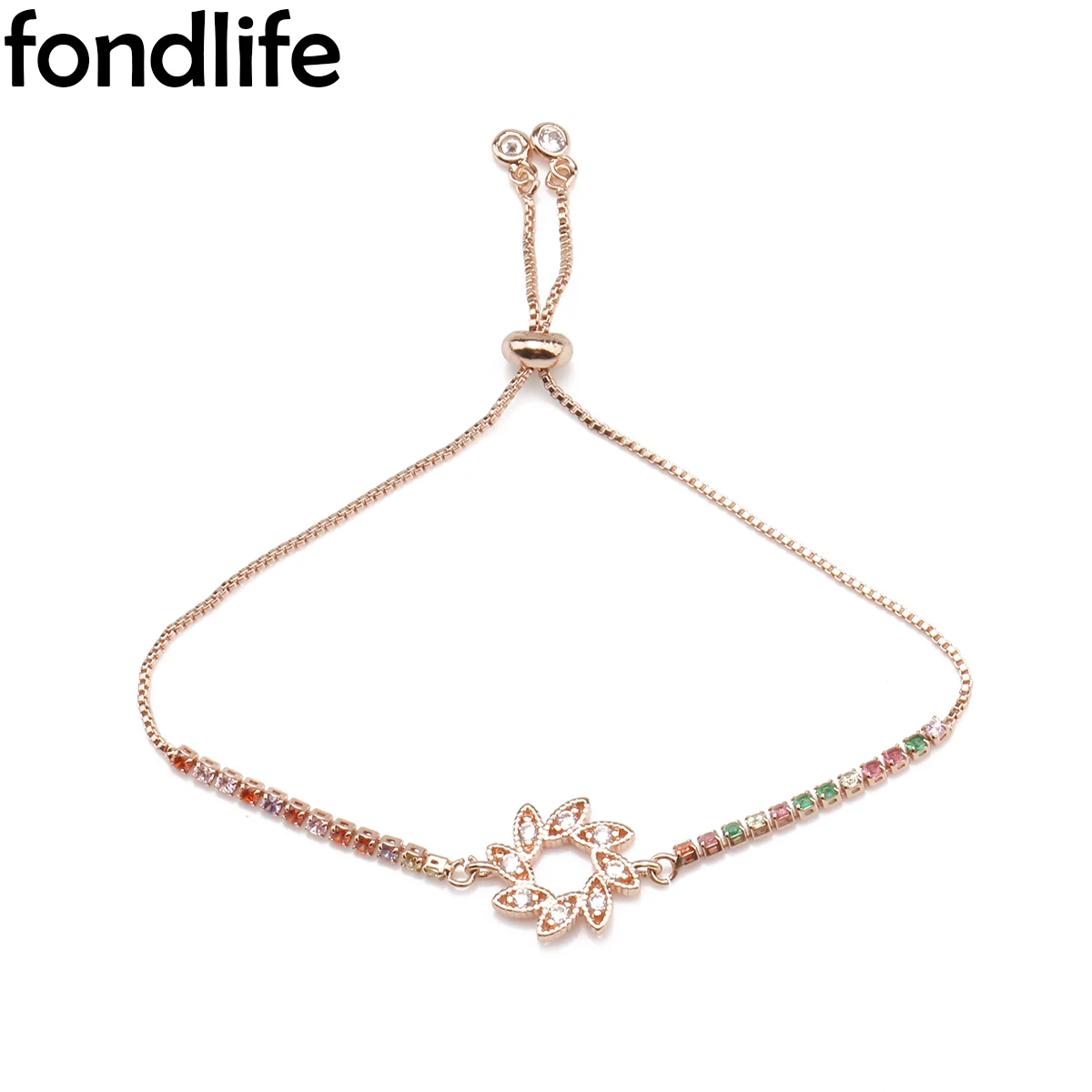 

AAA Exquisite Flower Bracelet Daisy Elegant Rose Gold Lucky CZ Woman Gift Chain Jewelry 2021 Handwoven Adjustable Couple Present