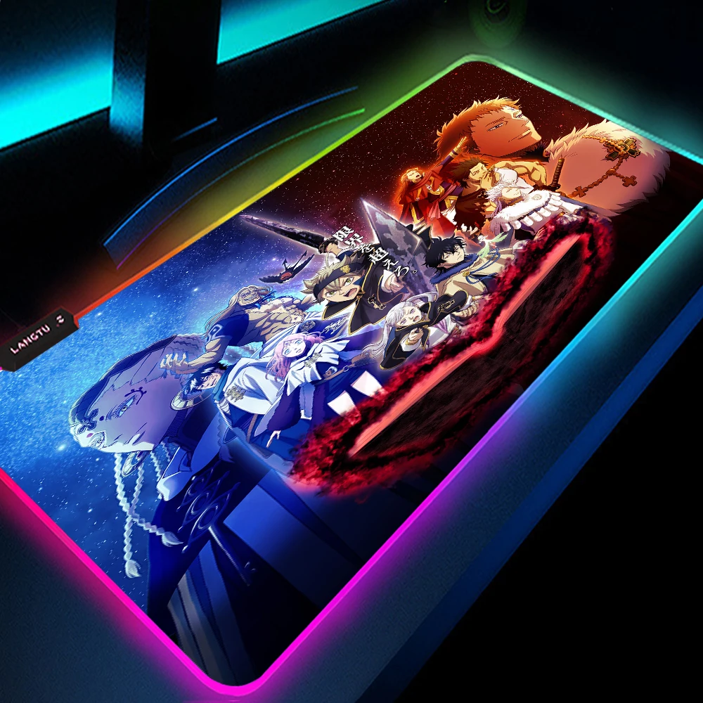 

Black Clover Asta RGB Large PC Gaming Mouse Pad Gamer Computer Mouse Mat Mousepad Desk Mat Backlight Carpet for Keyboard Mause