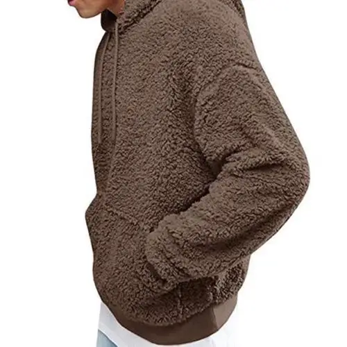 

Men Winter Warm Faux Fur Sweatshirt Drawstring pocket Fleece Thick Hoodie Hooded Top Coat Oversized Outwear Dustcloak