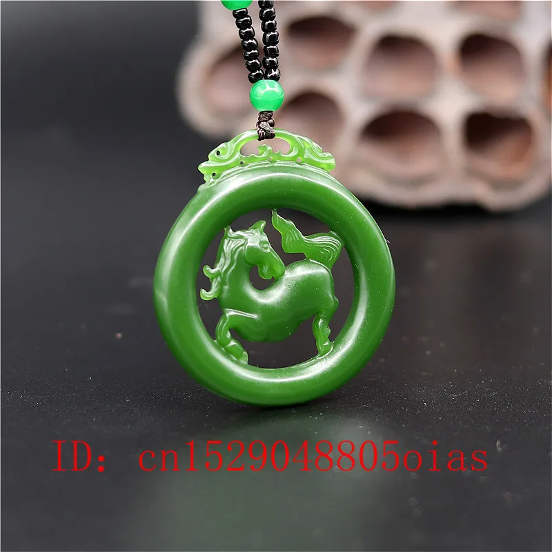 Натуральный зеленый китайский нефритовый кулон в виде лошади ожерелье модное