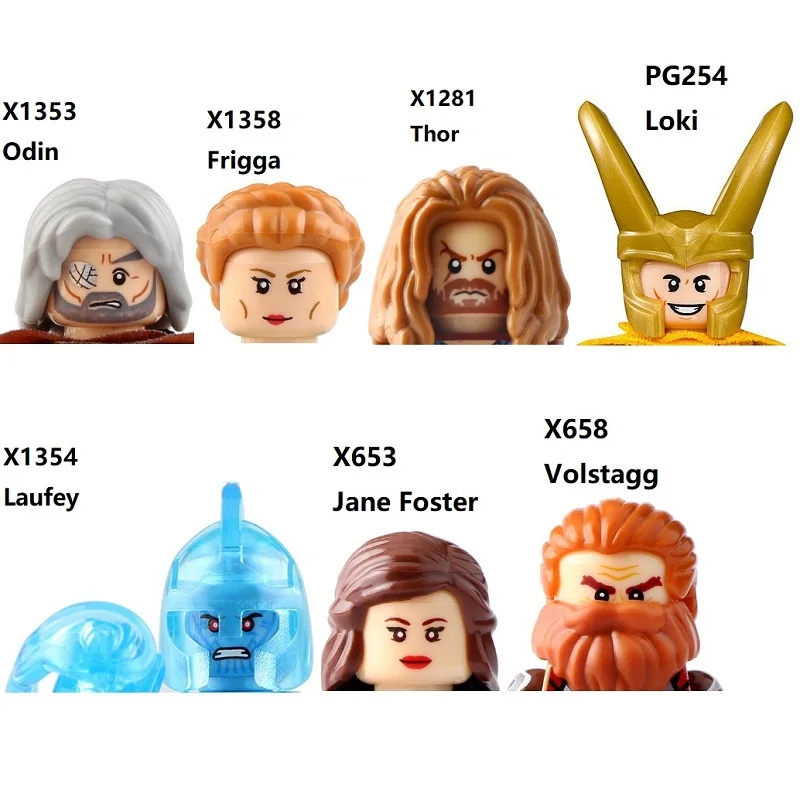 Тор 1 2 3 4 Odin Frigg Hela Loki Sif Surtr Valkyrie Jane Фостер Korg Laufey Heimdall строительные блоки мини