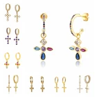 Маленькие женские серьги-кольца с цирконом