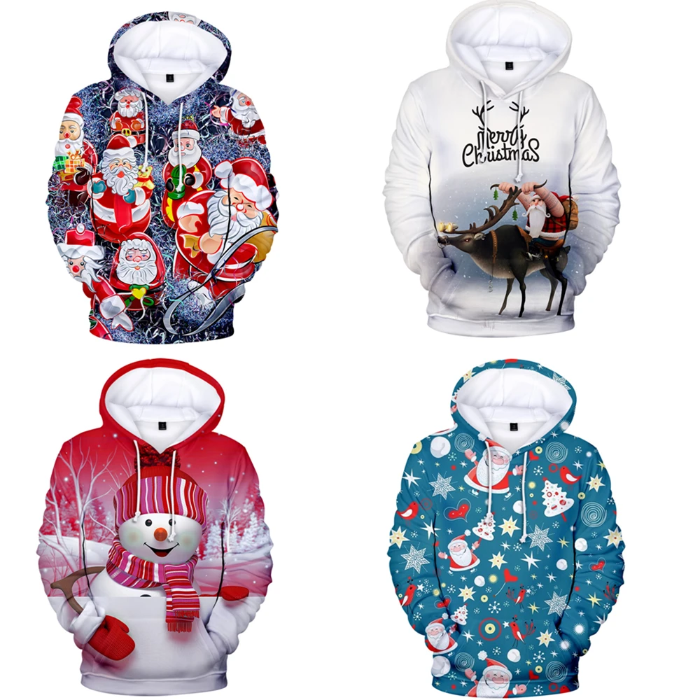 Свитер унисекс со снеговиком с капюшоном теплый 2021 | Женская одежда