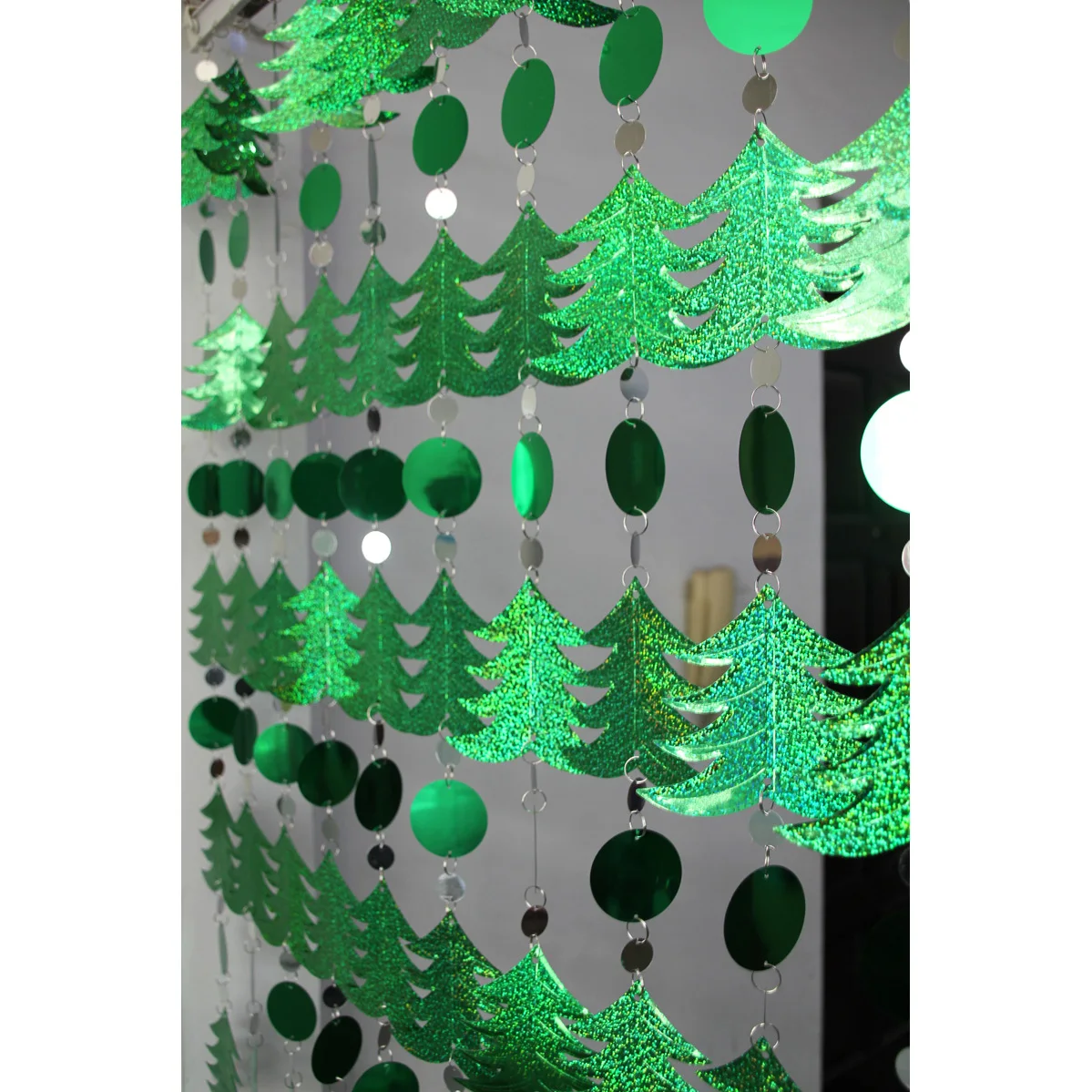 Рождественское Новогоднее украшение зеленая елка снежинка занавески с