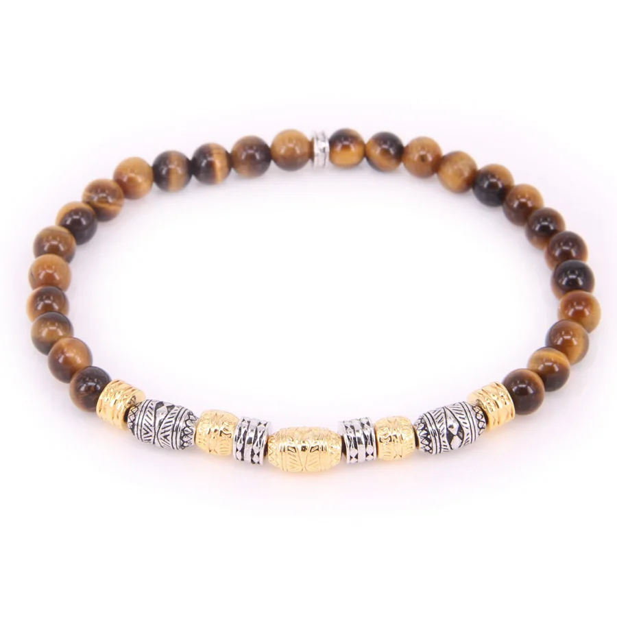 Эластичный браслет Thomas с золотыми бусинами и в виде глаз тигра подвесками на