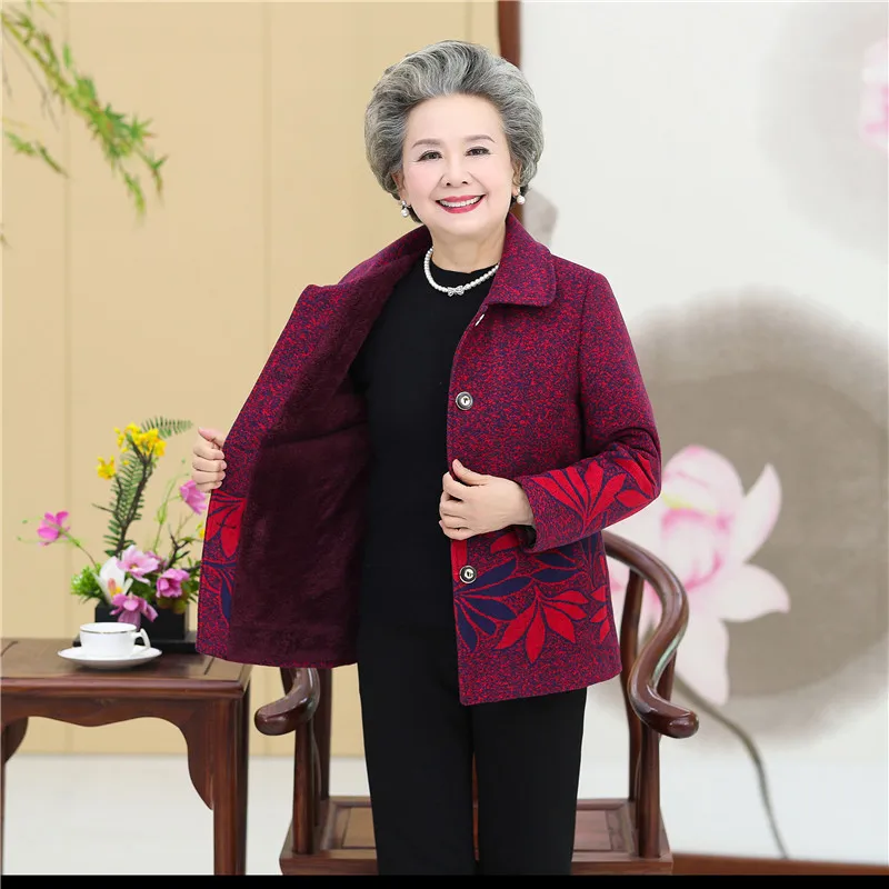 Пальто для женщин среднего и пожилого возраста новинка демисезонное шерстяное