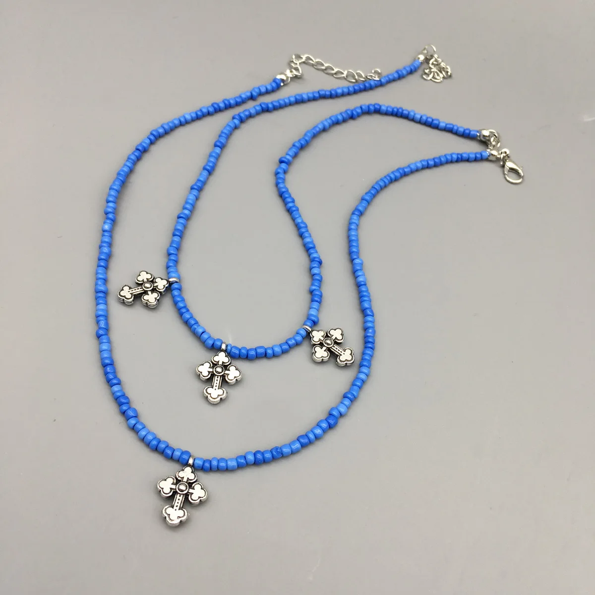 

Cross Women Necklace Fashion Handmade Silver Color Beads Bohemia Women Delicate Choker Jewelry For Drop Shipping Wholesale