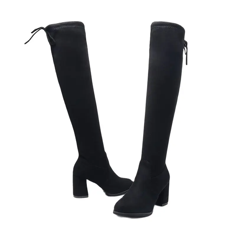 

Women High Boots Winter Over Knee Long Booties Round Toe Comfort Fashion Platform Heels Autumn Quality Suede Female Shoes6 CM