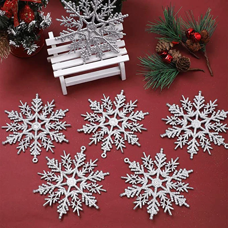 12 шт пластиковые снежинки Рождественские елочные украшения поддельные для дома