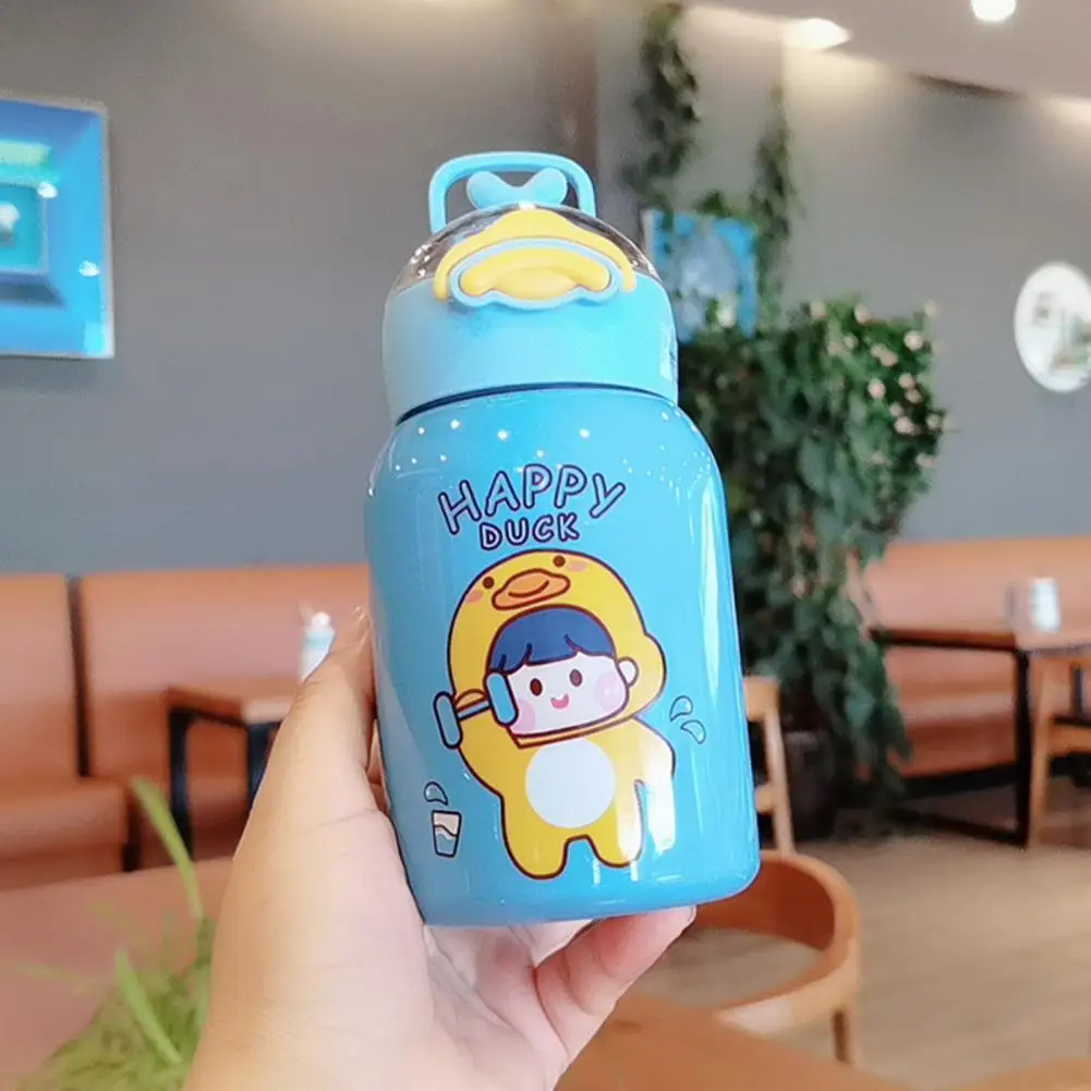 

350ml/400ml Creative Cartoon Duck Kids Thermoses Bottle Leak-proof Rust-Proof Children Water Bottle Portable Outing Drink Bottle