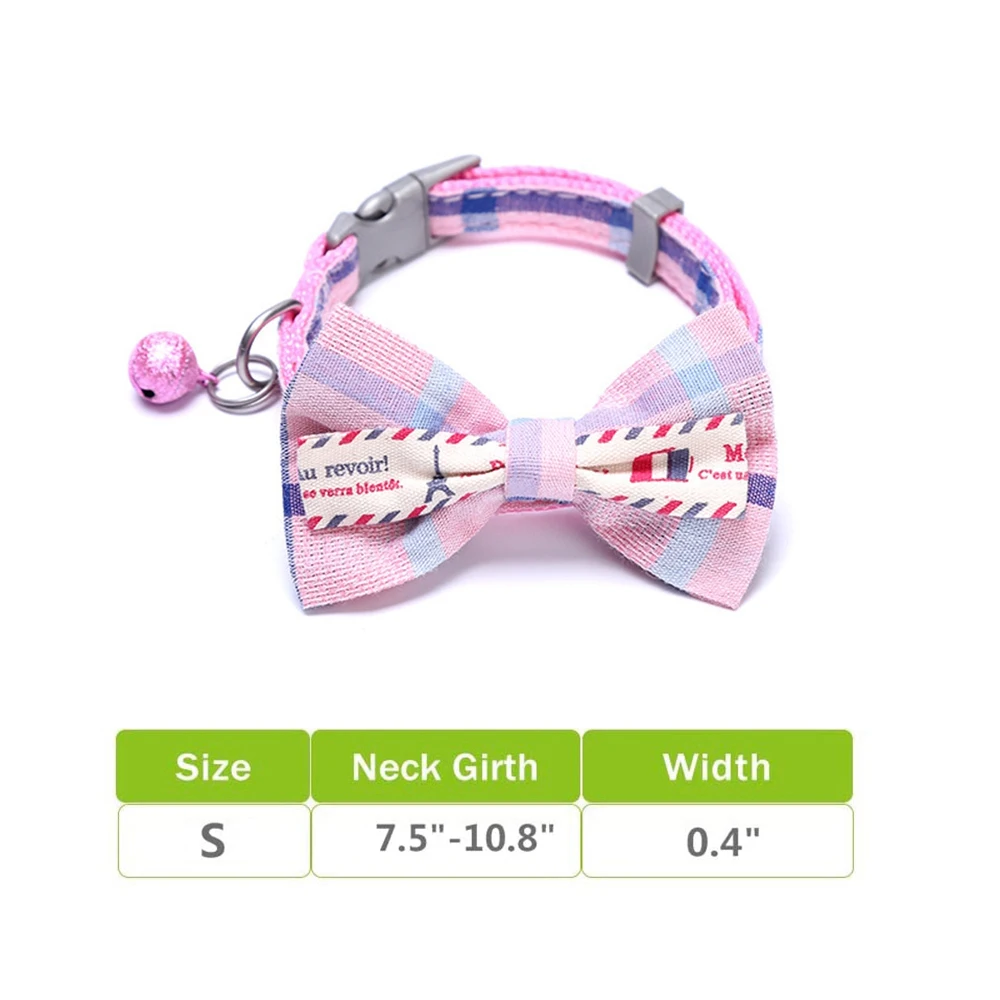 Ошейник для кошек с колокольчиком и бабочкой милый клетчатый узор Регулируемые