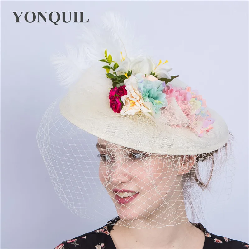 Модные цвета слоновой кости свадебное Шляпы для невесты 30 см большой милый Стиль