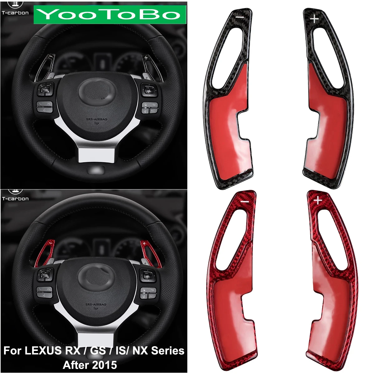 

Car Styling Real Carbon Fiber Steering Wheel Shifter Paddle Extenesion For Toyota LEXUS RX GS IS NX After 2015 Interior Moulding