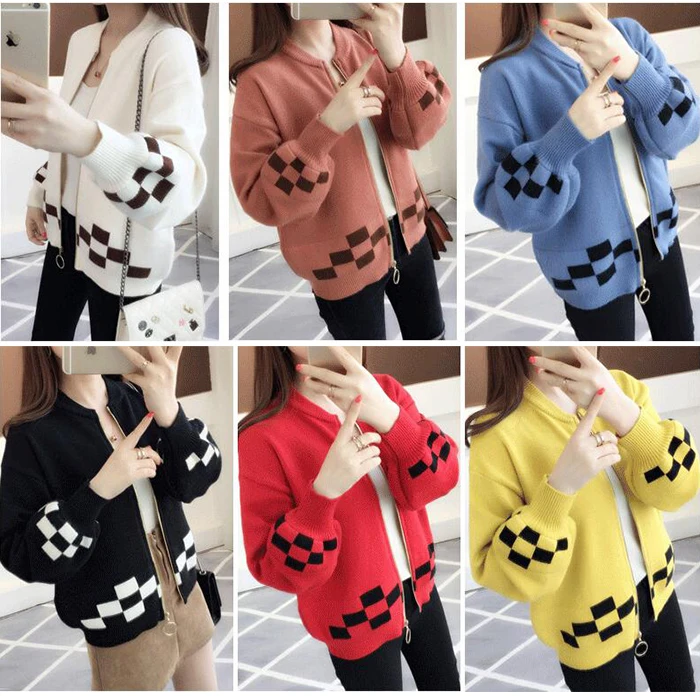 Женский вязаный кардиган с молния TIGENA, свитер с длинным рукавомкардиганы и жакеты дляженщин на осень-зиму