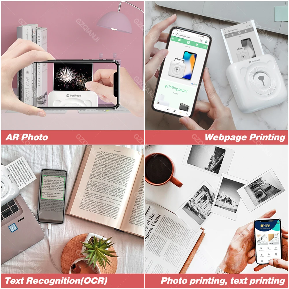 peripage a6 304dpi photo printer mini bluetooth notes label sticker printer with color paper roll for home office use as gift free global shipping