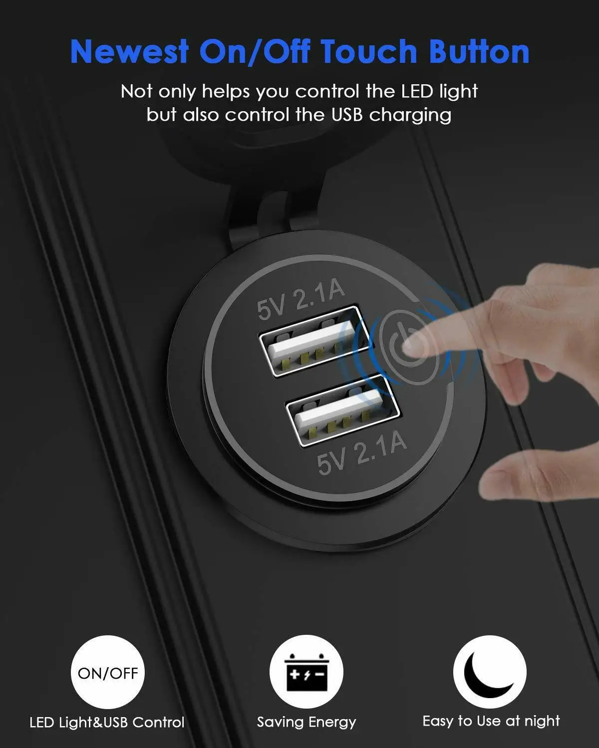 Новый двойной Переходник USB для зарядки в машине с нажатием кнопки светодиодный