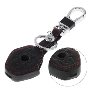 4 Buttons Hand Sewed Leather Car Key Cover Protector Holder with a Hanging Buckle for E38 E39 E46 E53 E60/61 E63/64 E83 E85/86