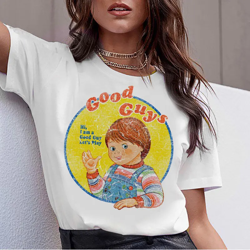 

Female Harajuku Summer T-shirt Fashion Streetwear Ulzzang Top Tee Shirt New Graphic Chucky Horror High Quality Cool Women Tshir