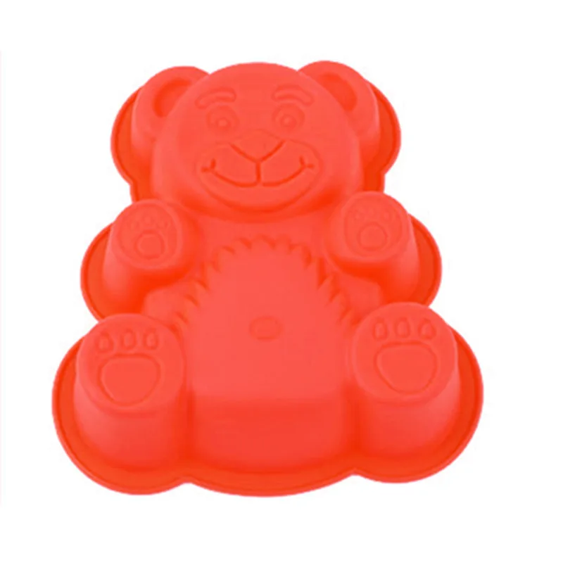Случайный цвет 3D силиконовая форма для торта в форме медведя яркая мультяшная