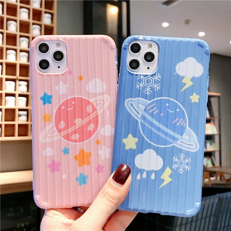 

Luggage Design Striped Phone Case For iPhone 11 Pro Max XR X XS Max 7 8 6 6s Plus Moon Universe Phone Back Cover
