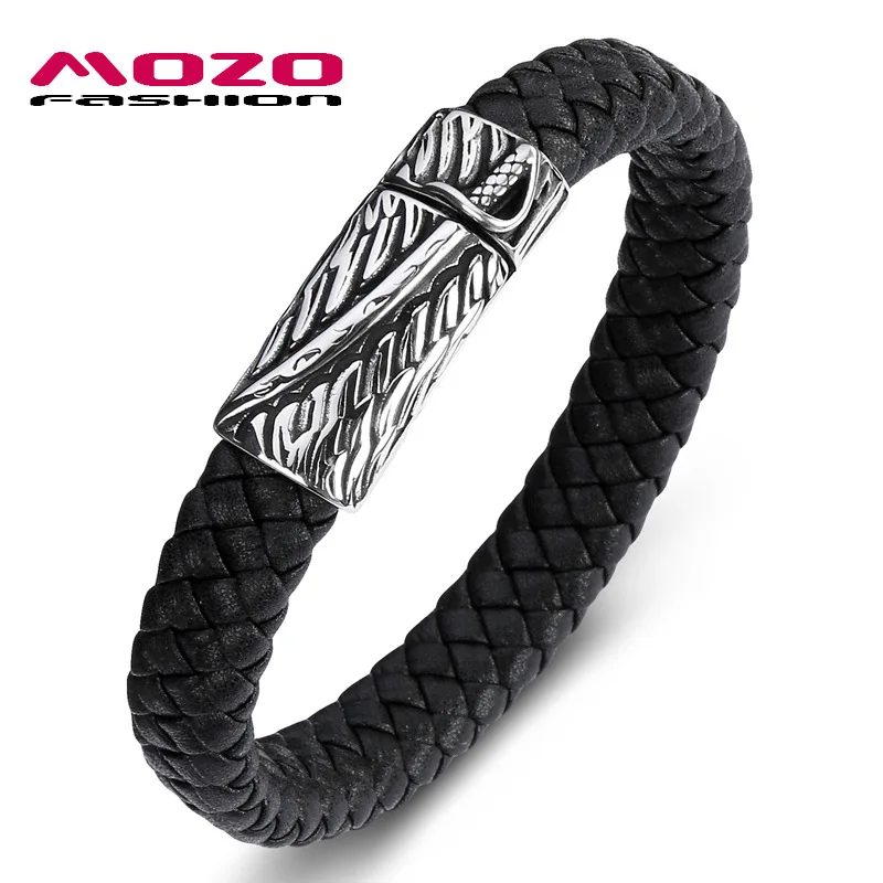 

Men's Leather Titanium Stepk Bracelet Sword Dagger Magnet Buck Stainless Steel Bracelet Send Boyfriend