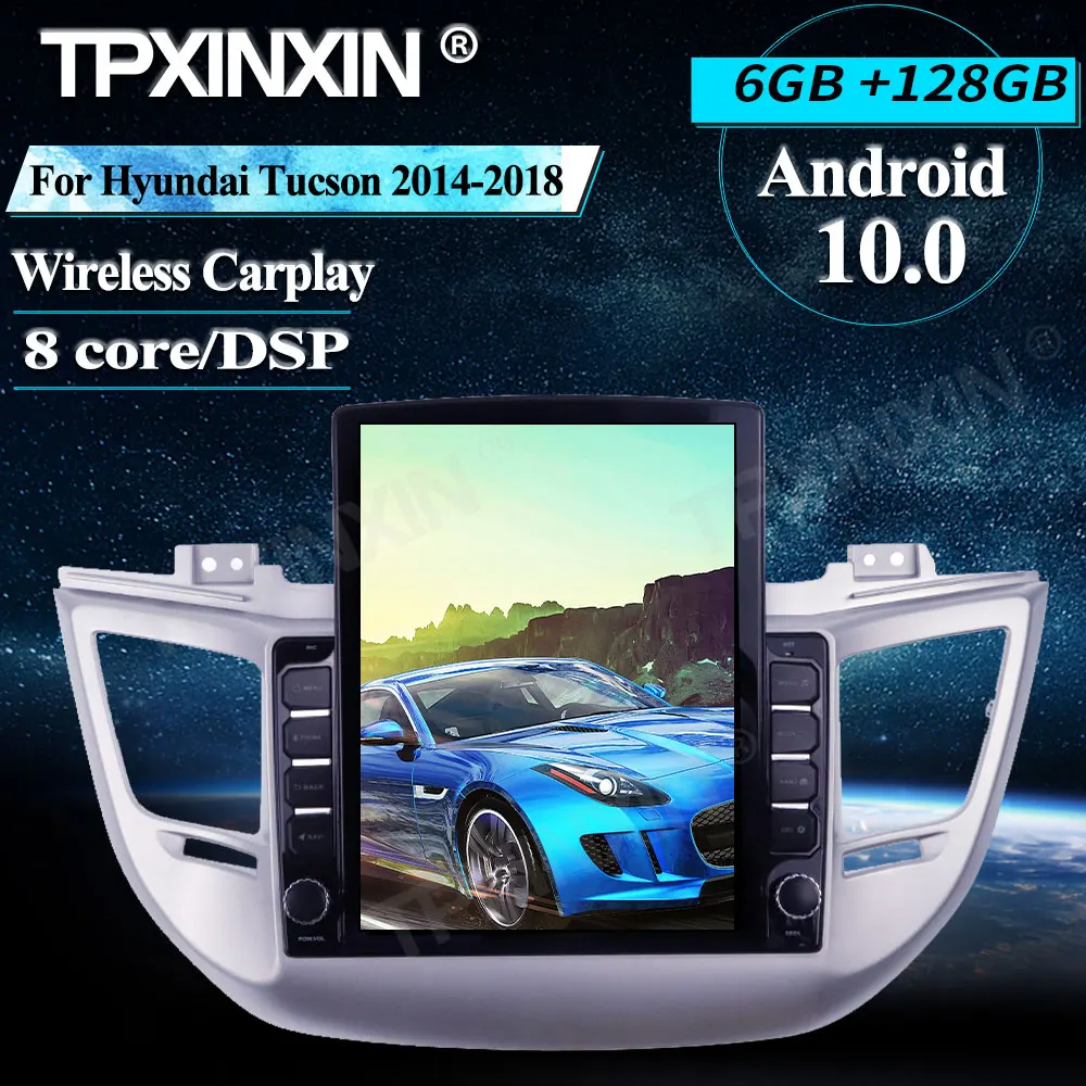 구매 테슬라 스타일 자동차 라디오 안드로이드 6 + 2014G 무선 카플레이 터치 스크린 스테레오 수신기 자동차 라디오 플레이어, 현대 투싼 2018-128