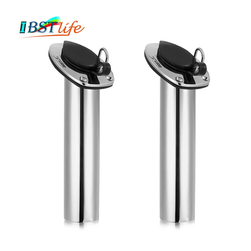 

2PCS IBST LIFE Flush Mount 30 Degree stainless steel 316 oval shape flange fishing rod racks holder with ring for boat fishing