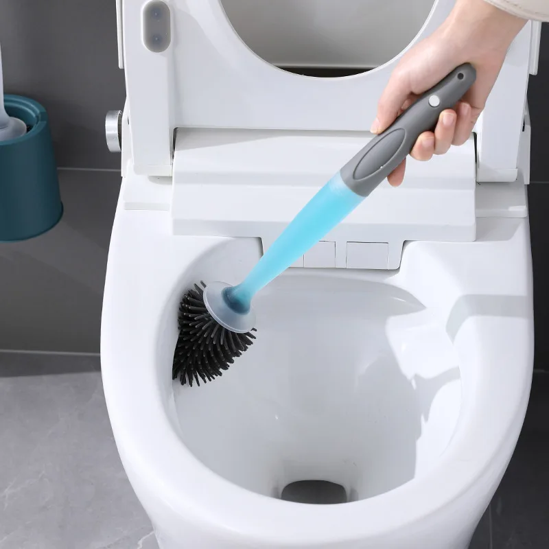 high quality silicone toilet brush clean without dead corners punch free wall mounted cleaning brush bathroom accessories free global shipping