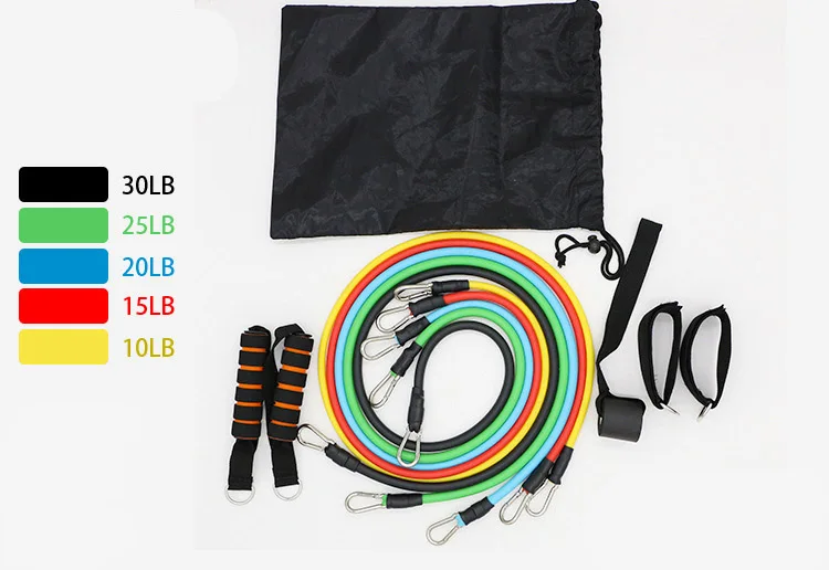 11 Pcs/Set Latex Resistance Bands Crossfit Training Exercise Yoga Tubes Pull Rope Rubber Expander Elastic Fitness with Bag | Спорт и