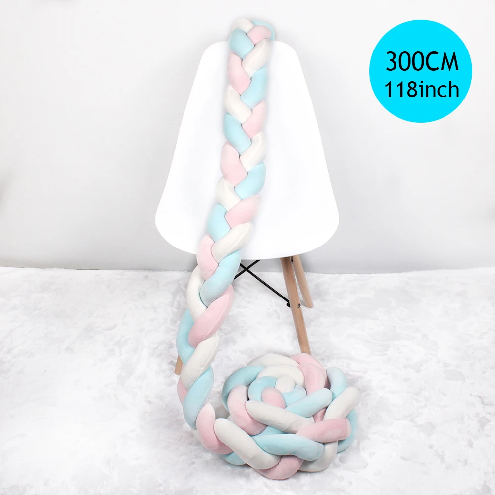 1 шт., 2 м/3 м, защита для кроватки, Узелок, детская кровать, бампер, плетение, плюшевая, детская подушка для колыбели, для новорожденных, детская кровать, бампер, декор комнаты - Цвет: 3M