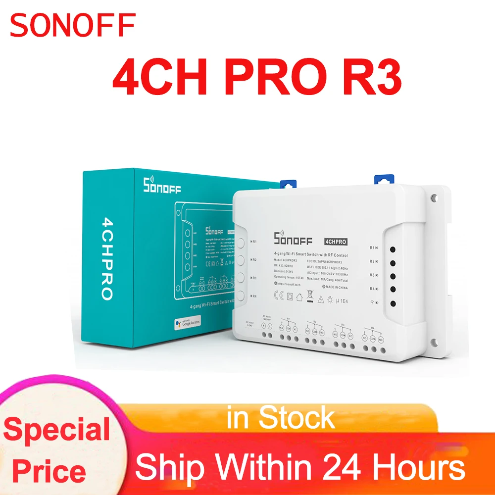 Sonoff 4CH PRO R3 4-канальный монтажный Din-рейку WiFI выключатель Умный дом дистанционное управление беспроводной Таймер DIY переключатель работает с Alexa
