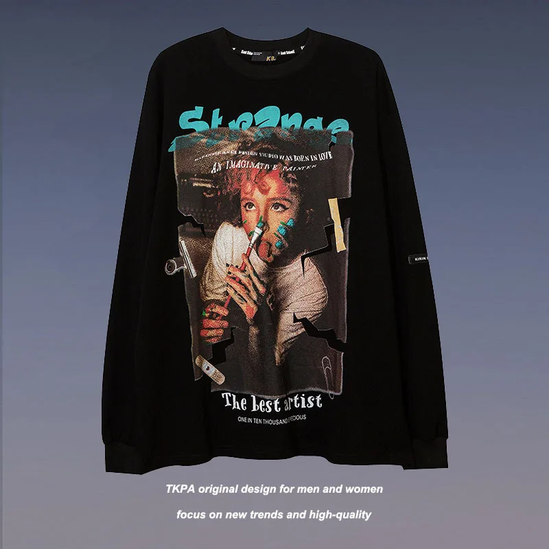 

2021 New Autumn American Style Retro Sweater Street Style Hip-hop Trendy Sweater Loose Oversize Couple Tops Fashion Casual