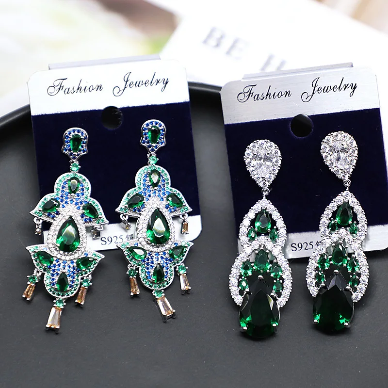 

Zirconium Drop Tassel Earrings 210318-42