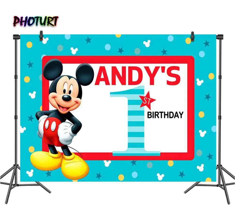 Фотофоны Микки Маус для фотосъемки детский душ мальчик первый день рождения фон