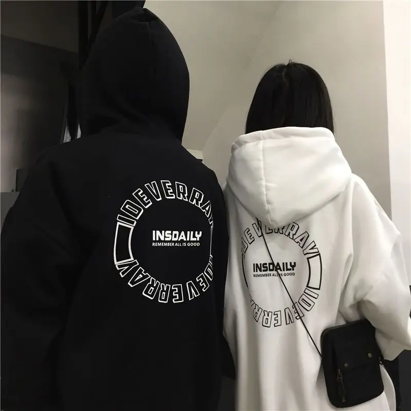 

2021 new hooded sweatshirt women trend spring autumn grunge coat men student oversized couple punk letter print gothic hoodies