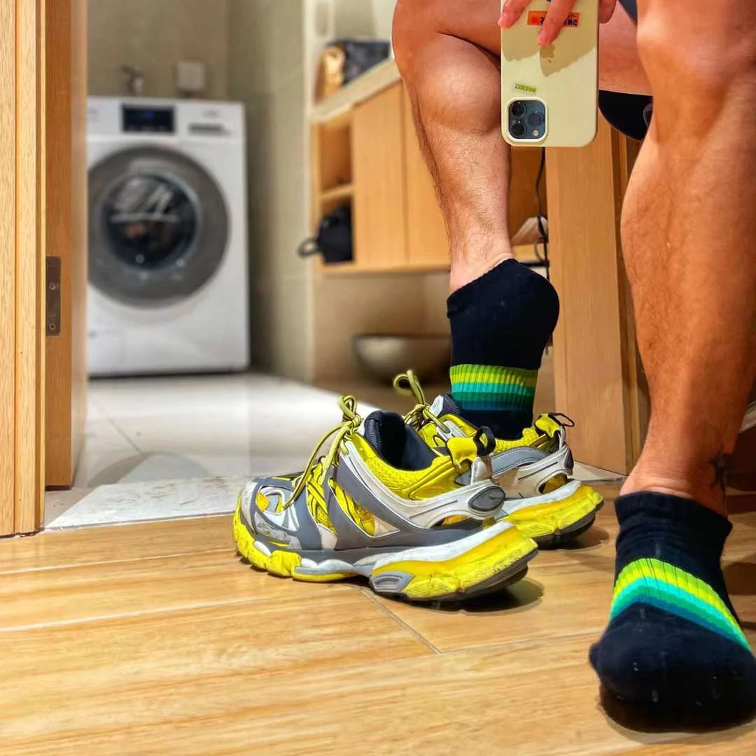 Носки мужские радужные полосатые с низким вырезом модные пикантные спортивные