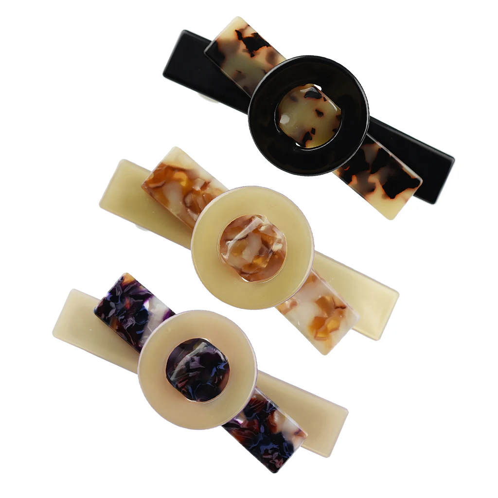 

Large Multi-color Retro No-slip Auto Clasp Tortoise Shell Barrettes For Girl