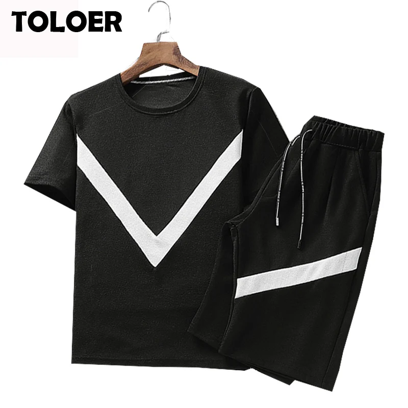 Костюм спортивный Мужской Быстросохнущий из футболки с коротким рукавом и