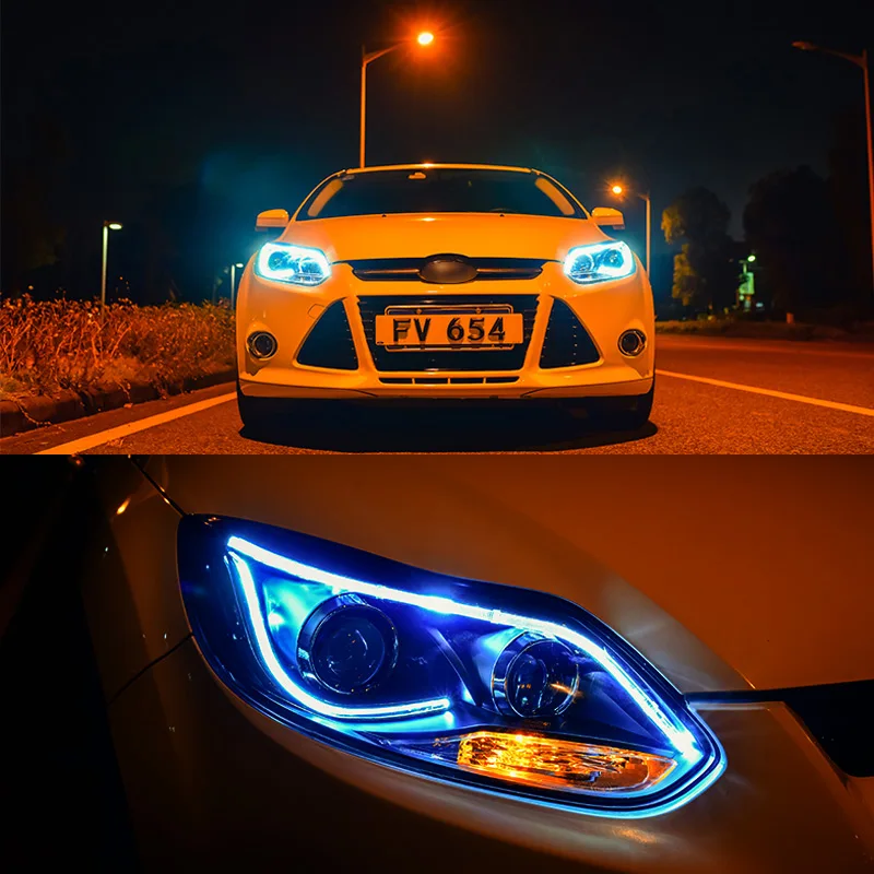 Головной светильник в сборе для Ford Focus 2012 2013 2014 левый и правый с светодиодный DRL бег желтый Поворотная