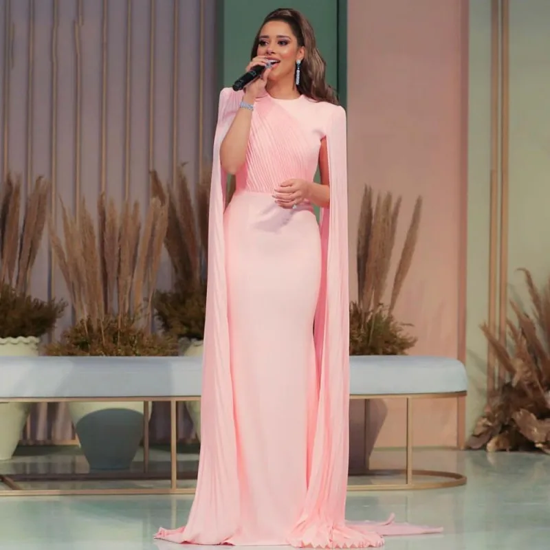 

Африканские платья с круглым вырезом для выпускного вечера с длинными рукавами атласное вечернее платье с вырезом сзади на молнии Плиссиро...