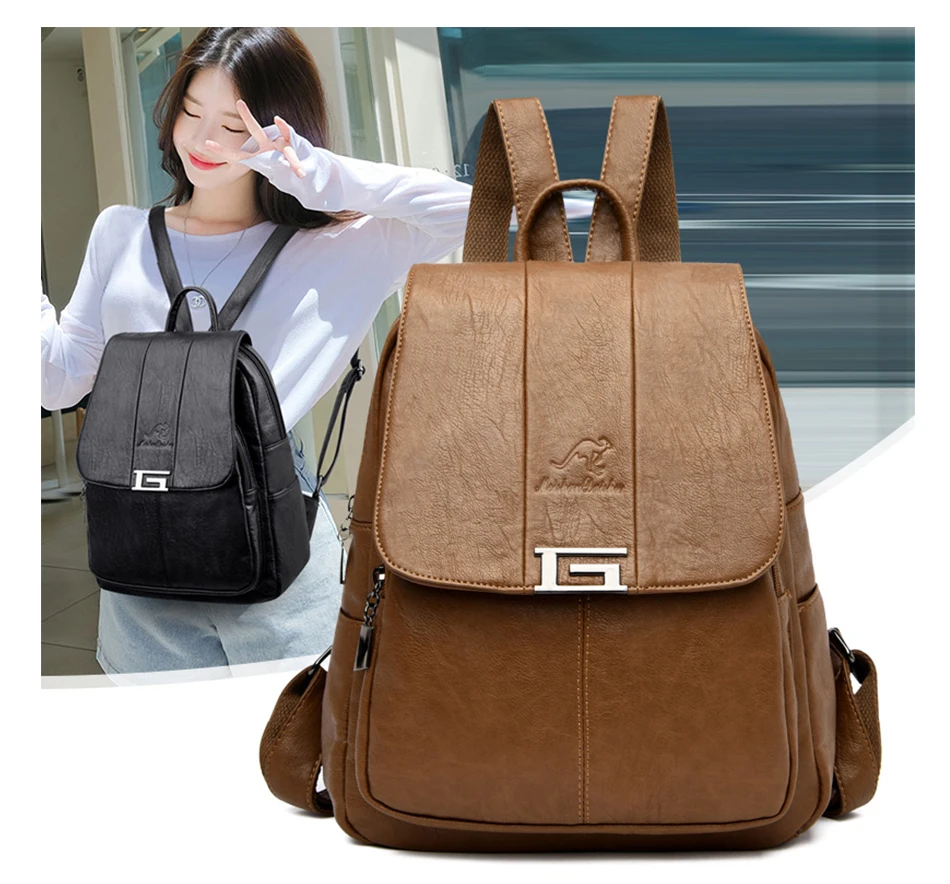High Quality Leather Backpack Woman New Arrival Fashion Female Backpack String Bags Large Capacity School Bag Mochila Feminina